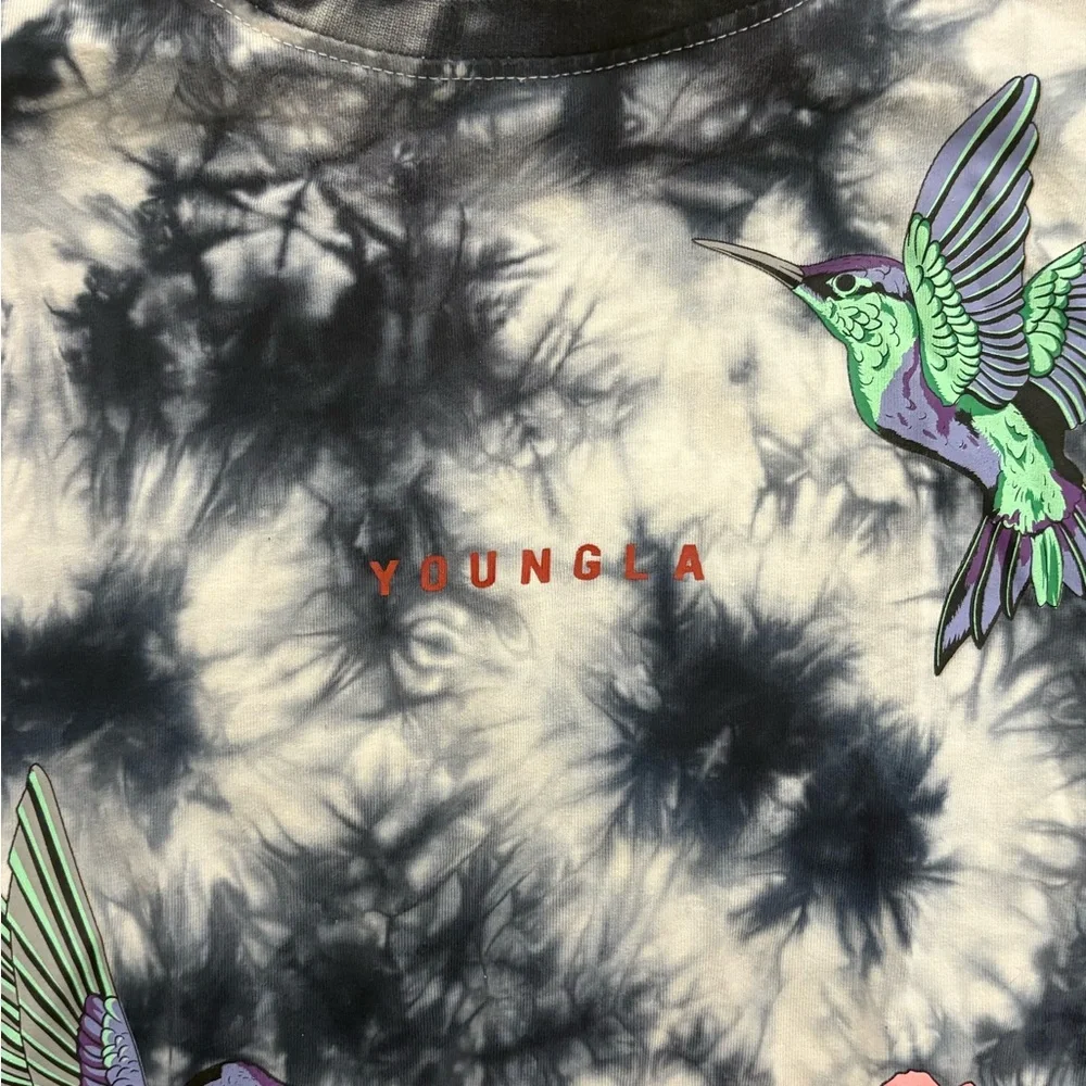 YoungLA Floral Hummingbird Tee - Black and Cream - Picture 2 of 4